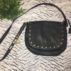 Michael Kors black cross body with gold studs